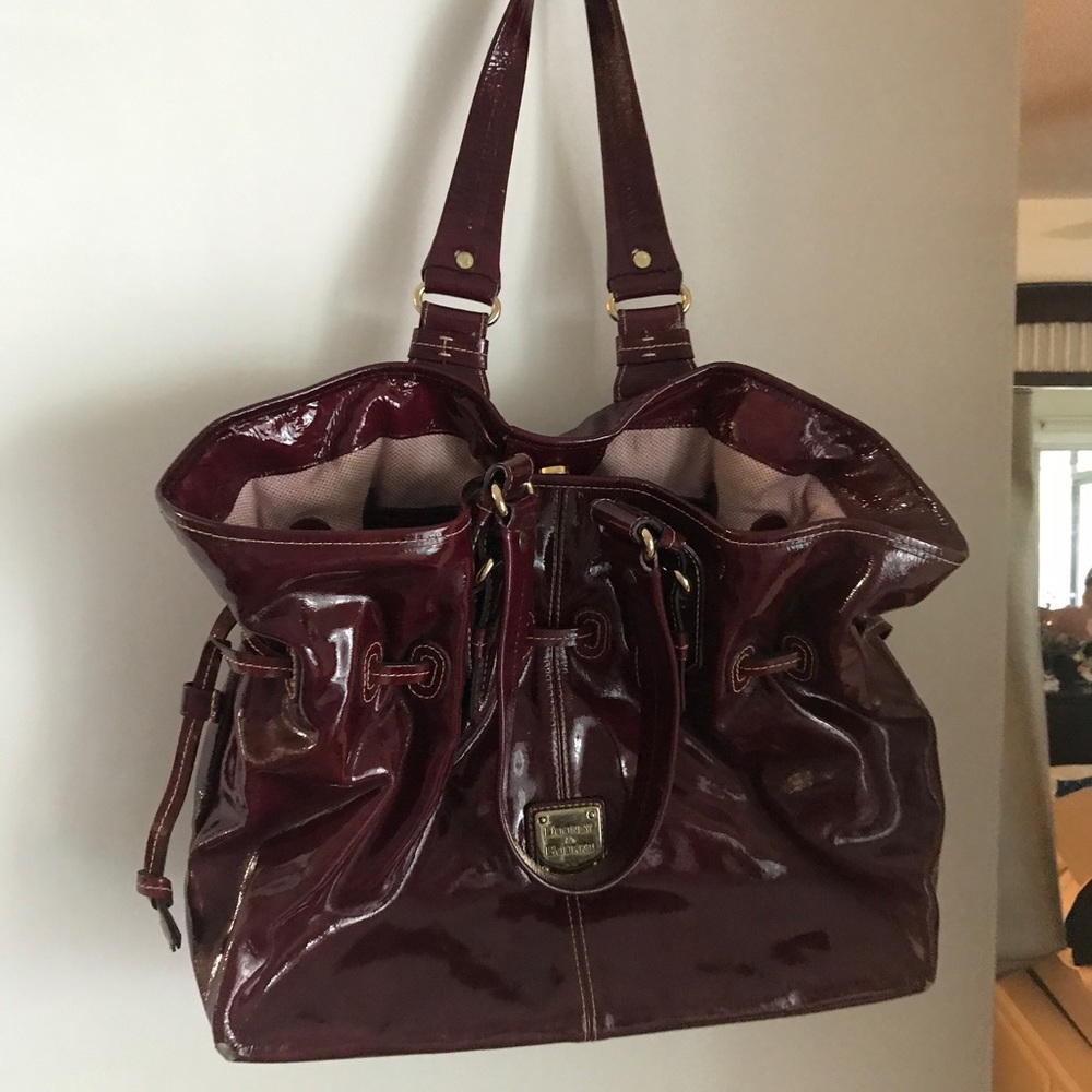 Dooney & Bourke Patent Leather Plum Chiara Tote Purse LARGE